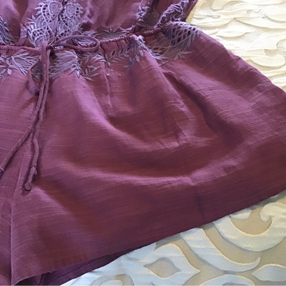 Free People Purple Short Sleeve Tie Front Romper - Picture 7 of 11